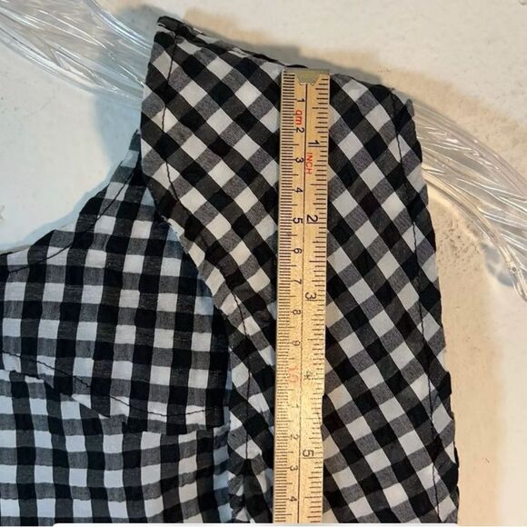 Ganni Seersucker Peplum Top 40 Us 8-10 Black White Plaid Tank Blouse Gingham - Picture 11 of 15
